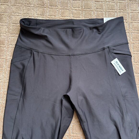 Old Navy PowerSoft Leggings Women's 2X Black Sheer Compression Pockets 7/8 Ankle - Picture 2 of 9